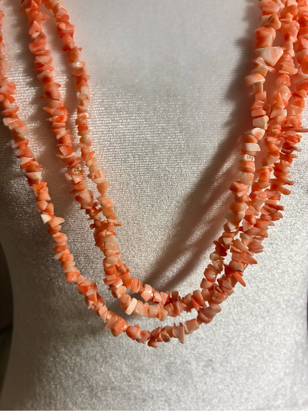 Handmade Pink Natural Coral Chip Layered Necklaces (3)